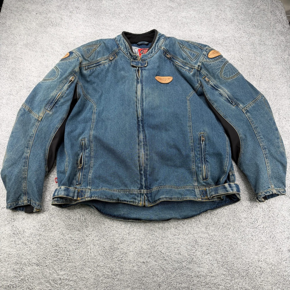 Cortech DSX Denim Motorcycle Jacket Mens 5XL/54 Blue CE Armor Padded Riding Coat